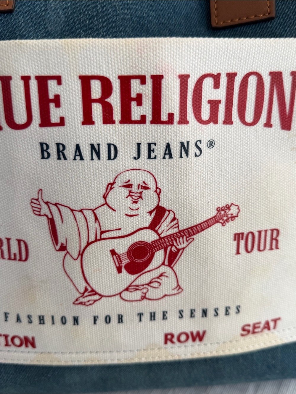 Large True Religion Women’s Jeans Patch Detail in Blue & Red Tote/ shoulder Bag